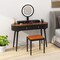 LED Lighted Vanity Table Set with Adjustable Mirror & Cushioned Stool